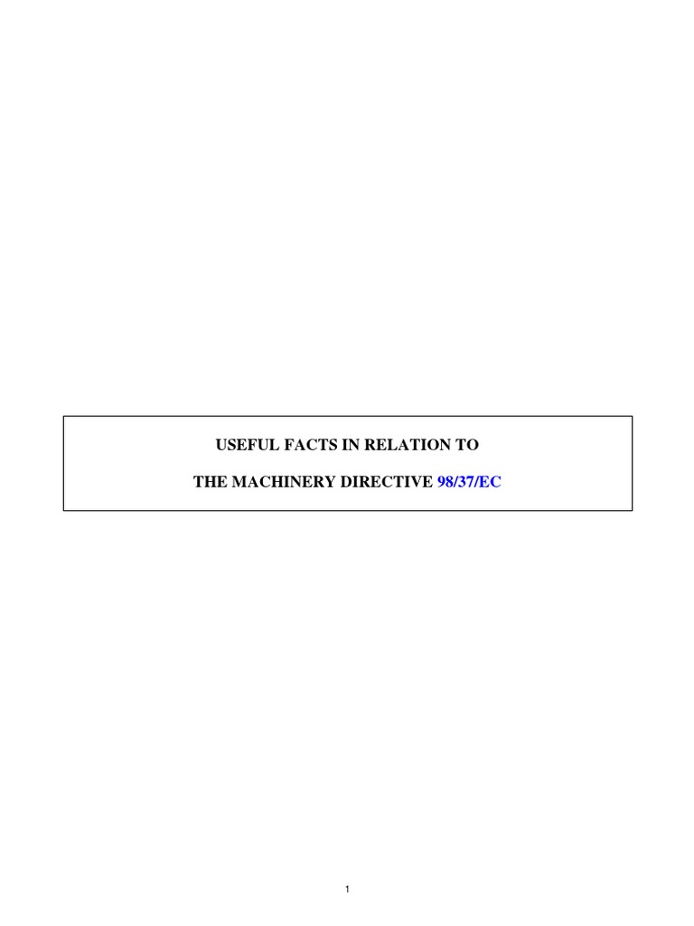 199837EC Machinery Directive Guide PDF PDF European Economic