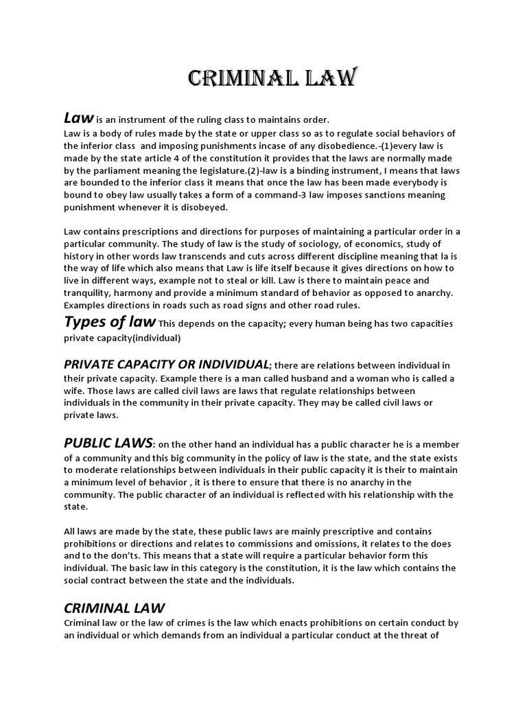 Overview of Criminal Law Principles | PDF | Mens Rea | Crime & Violence