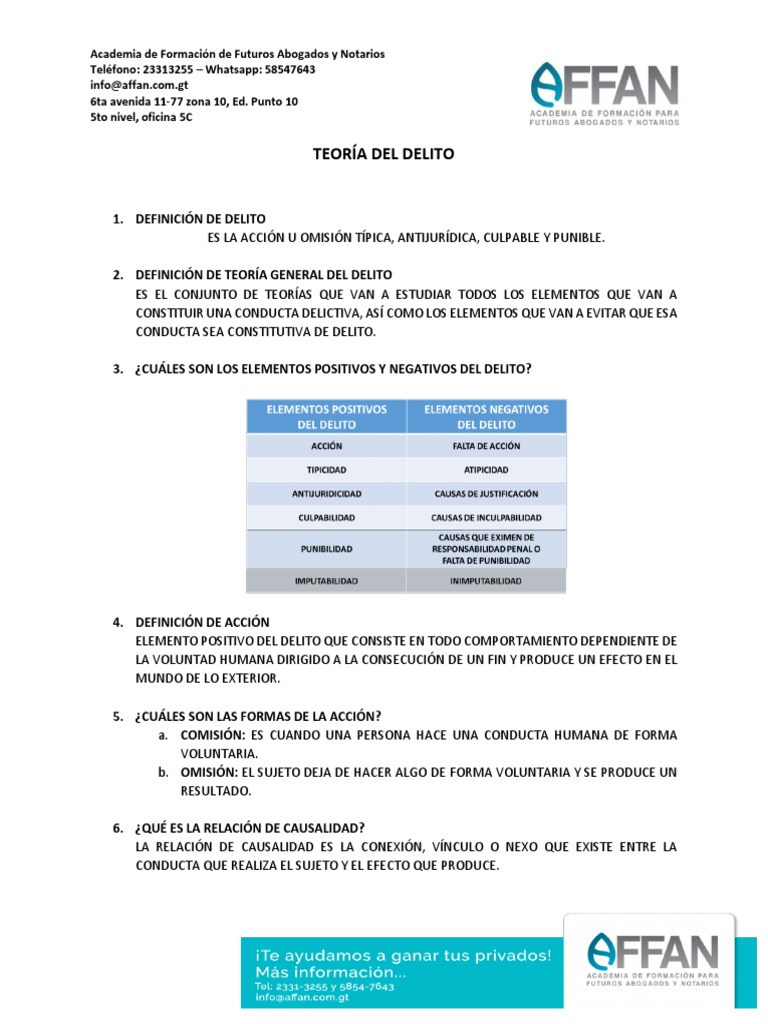 Elementos de la Teoría del Delito | PDF | Derecho penal | Mala conducta