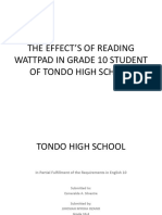 The Effects of Reading Wattpad in Grade 10