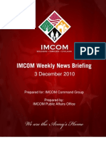 3 December 2010: Prepared For: IMCOM Command Group Prepared By: IMCOM Public Affairs Office