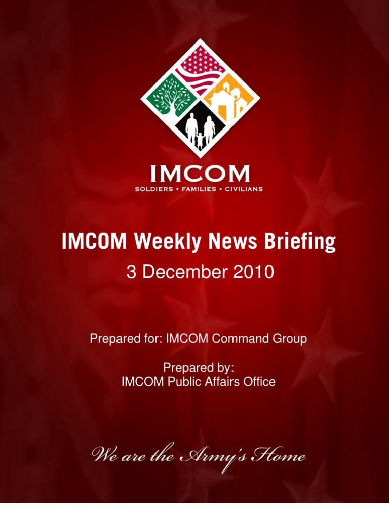 IMCOM Weekly News Briefing Summary | PDF | Armed Conflict | Business