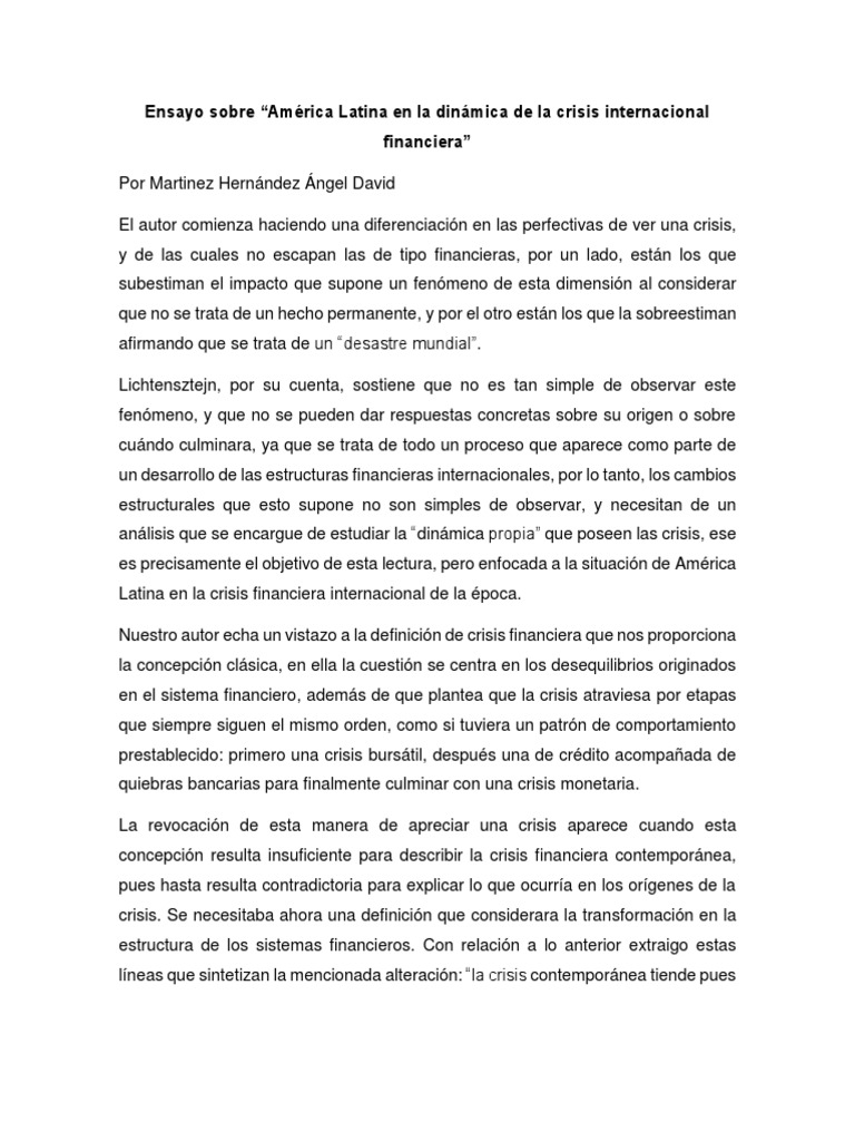 Crisis Financiera en América Latina | PDF | Crisis financiera de 2007 ...
