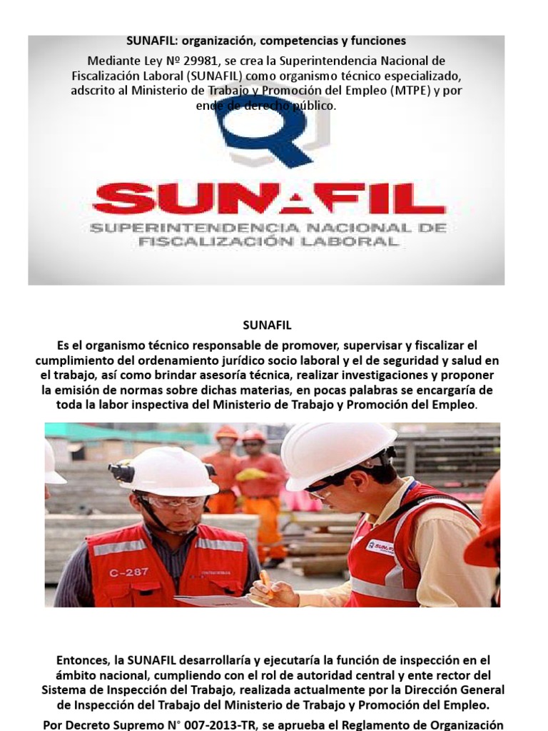 Funciones y Estructura de SUNAFIL | PDF | Derecho laboral | Gobierno