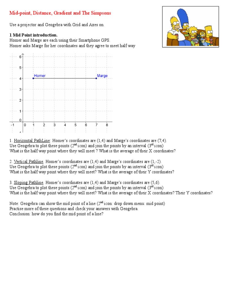 Mid-Point, Distance, Gradient and The Simpsons | Download Free PDF ...
