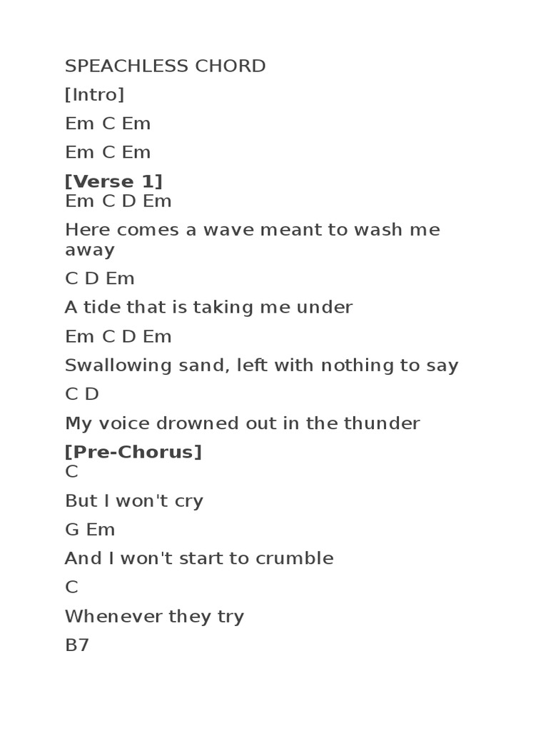 Speachless Chord Pdf Song Structure Musical Forms