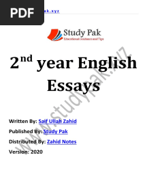 2nd Year English Essays Notes PDF