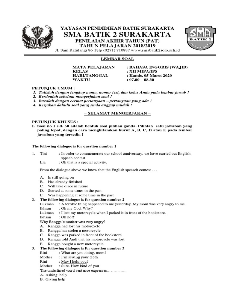 Pat Xii 2019 2020 Docx Bali Question