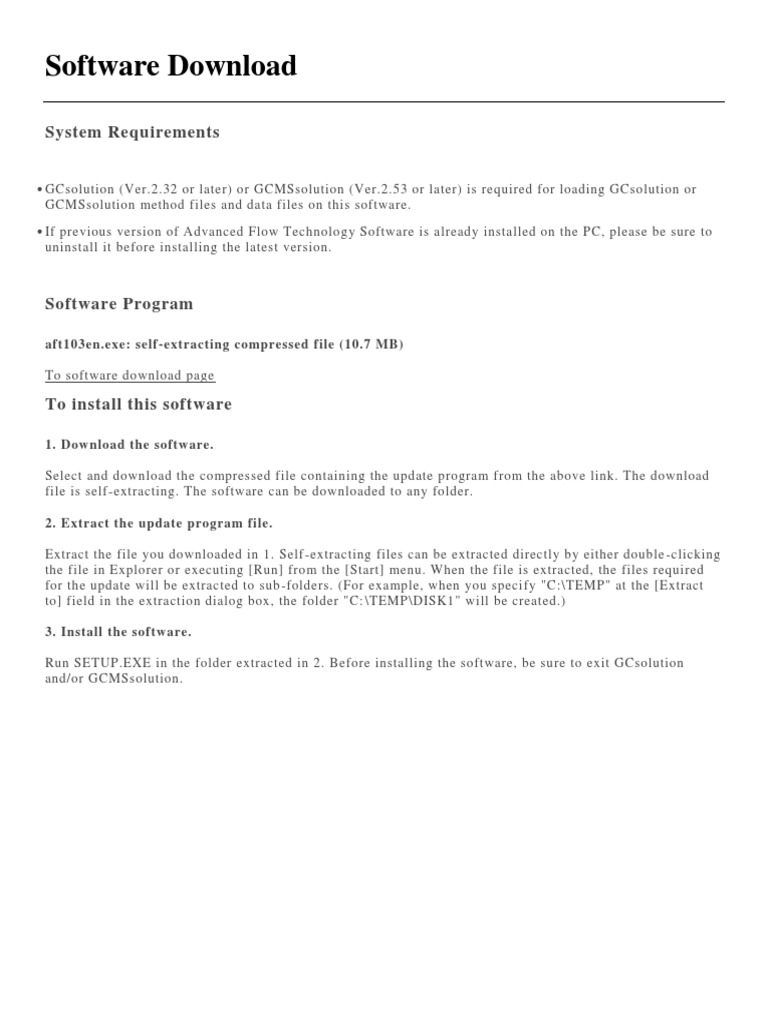 GCMSsolution Software Installation Guide | PDF