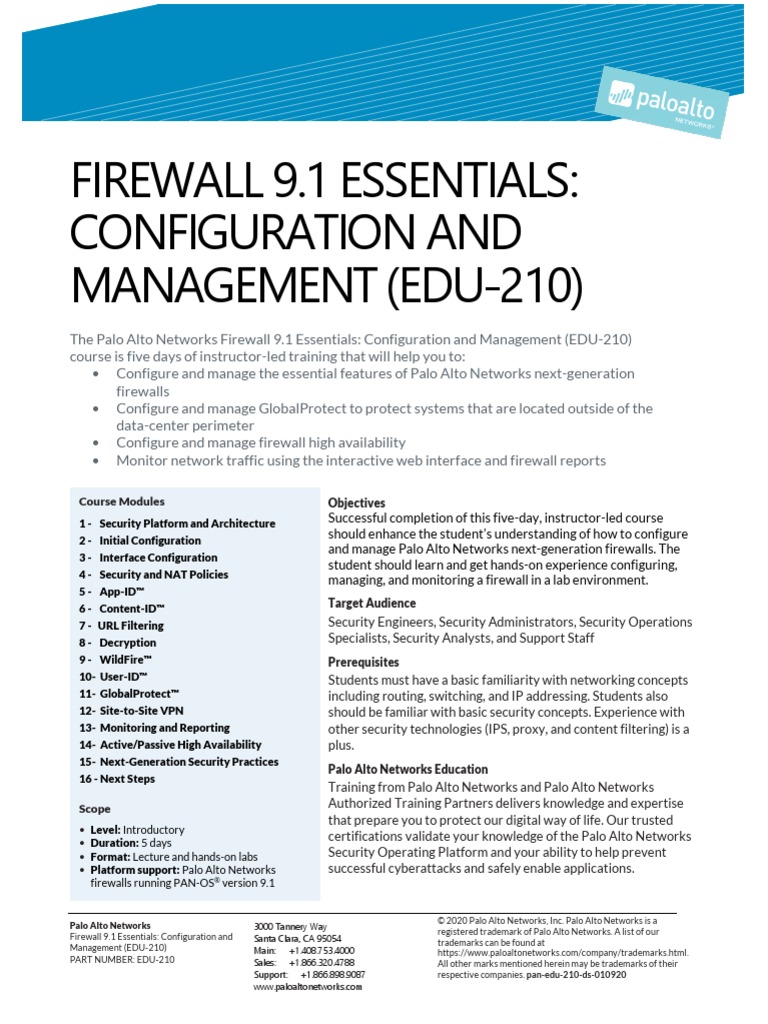 Firewall Essentials (EDU-210) | PDF | Firewall (Computing) | Computer ...