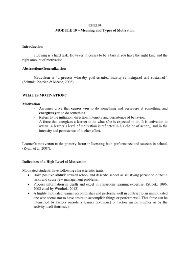 Understanding Motivation in Learning | PDF | Motivation | Motivational