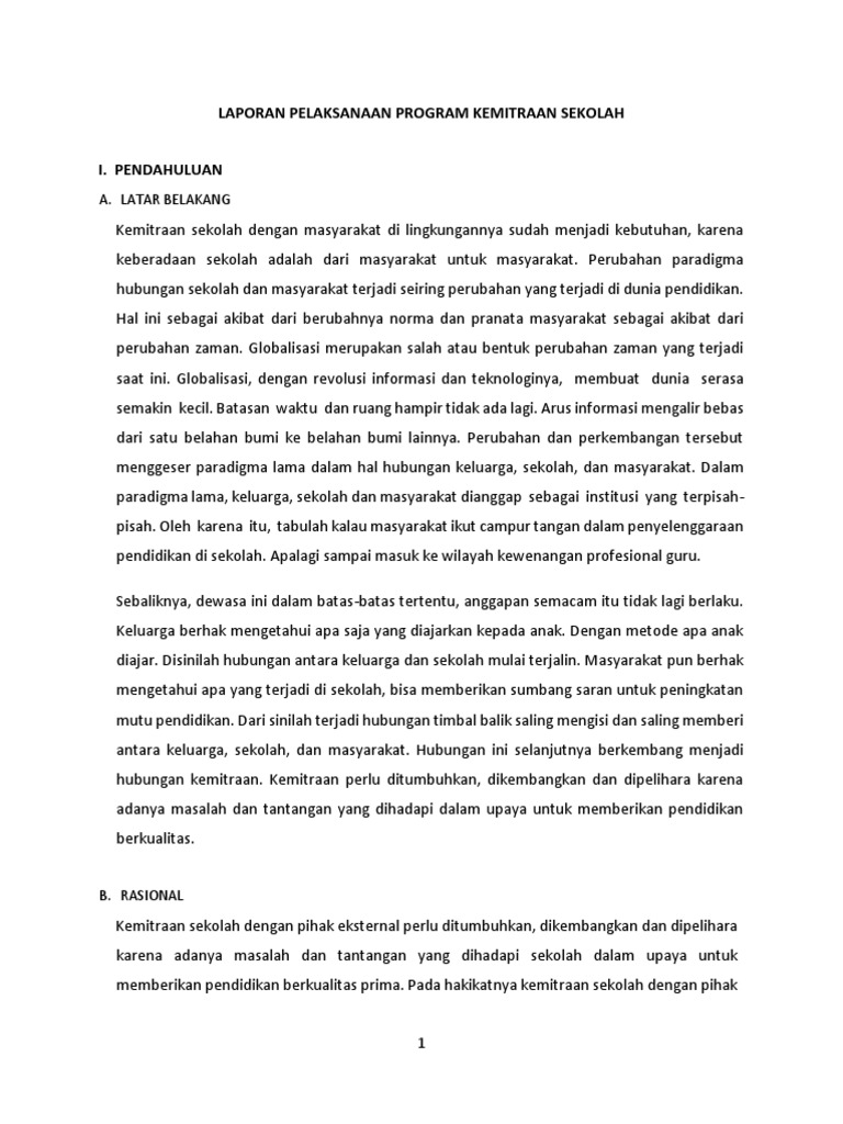 Laporan Program Kemitraan Sekolah | PDF