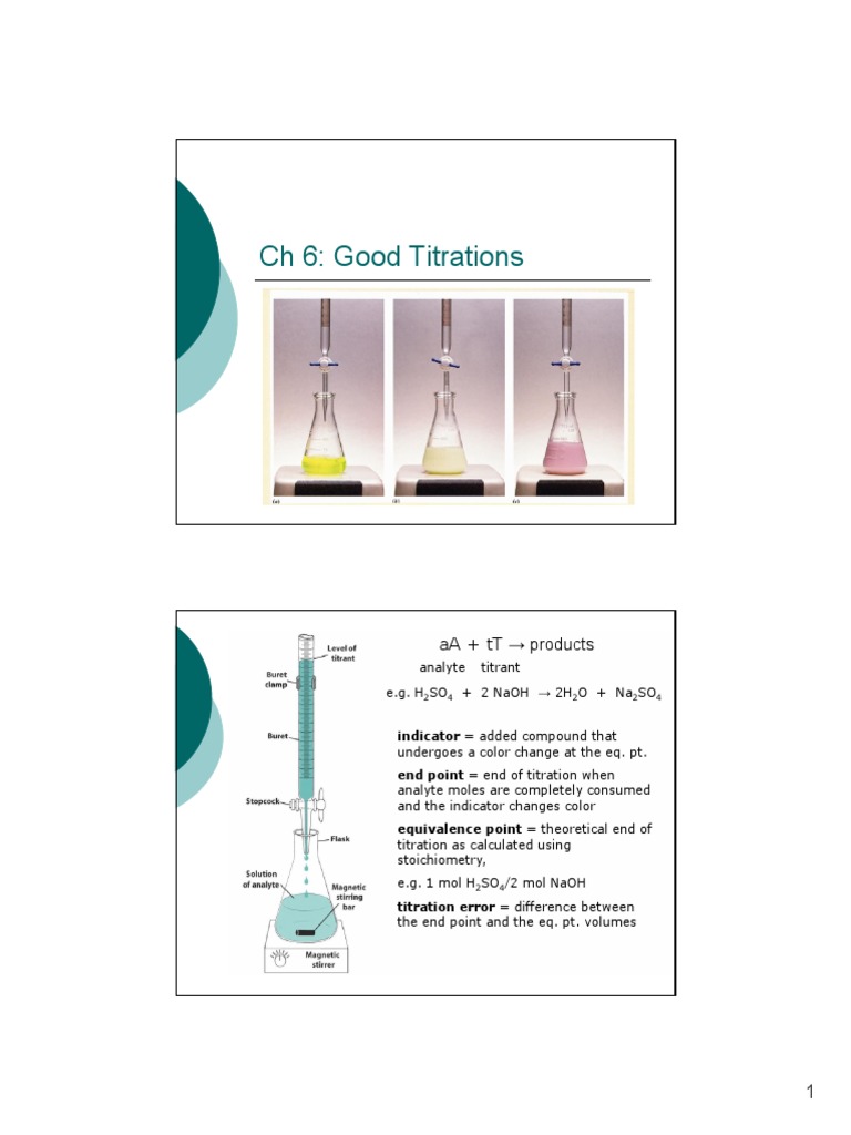 Good Titrations and Purity Calculations | PDF | Titration | Chemistry