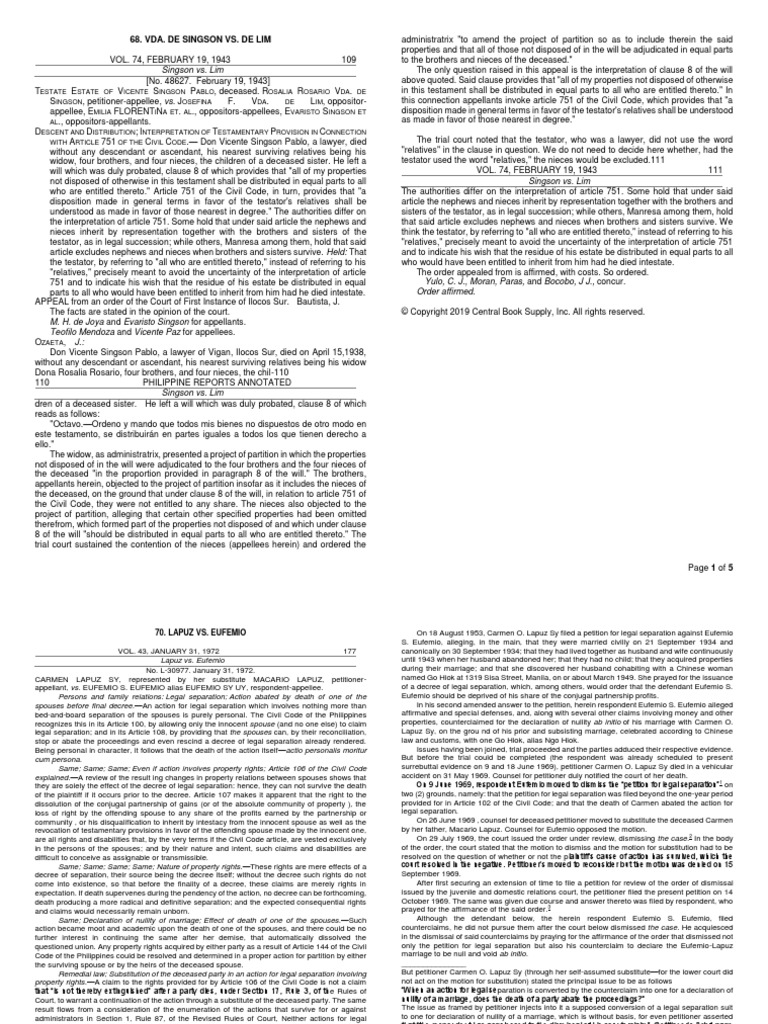 Succession Full Text | PDF | Will And Testament | Annulment