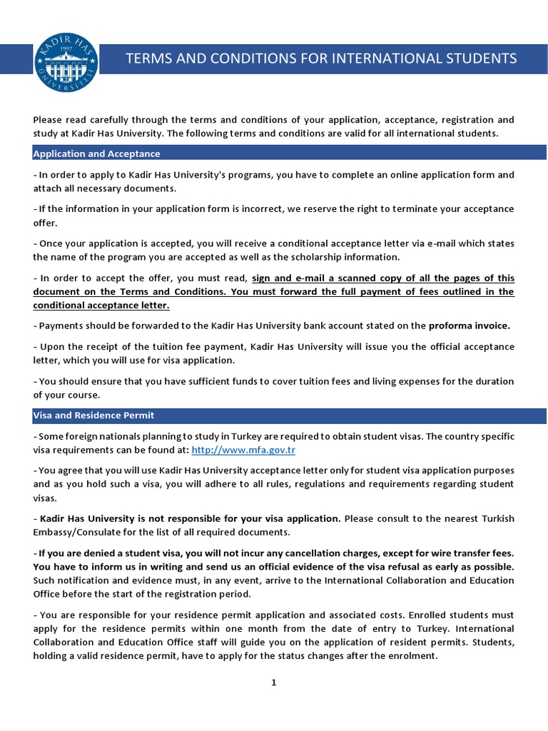 Terms Conditions For International Students | PDF | Postgraduate 