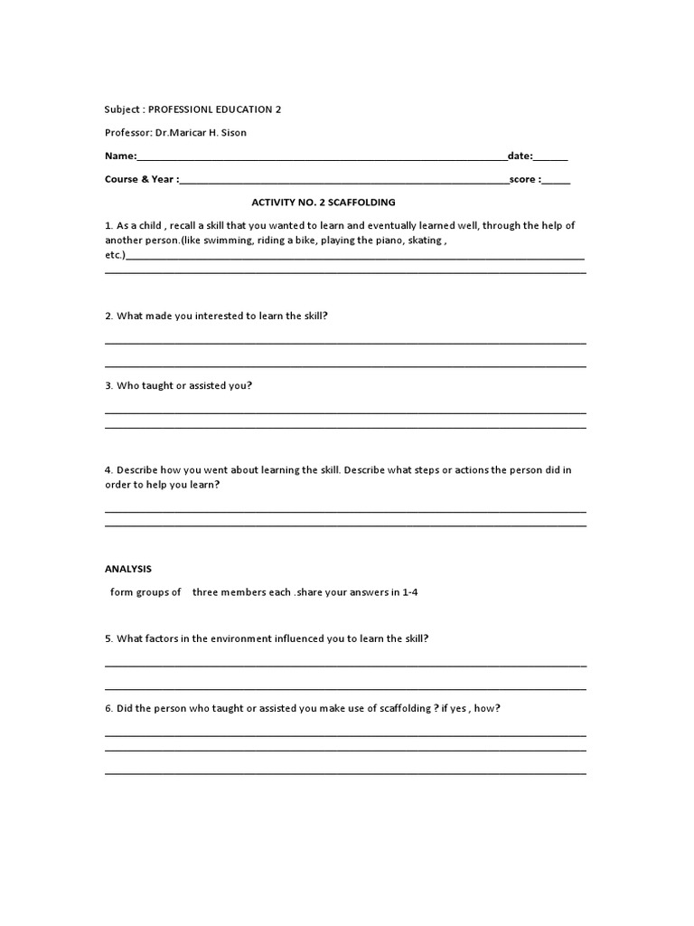 Scaffolding Activity Reflection | PDF