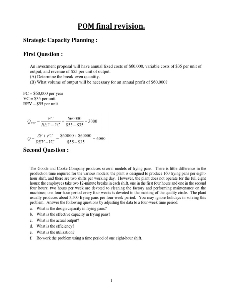 POM 1 Capacity and Location | PDF | Economics | Business