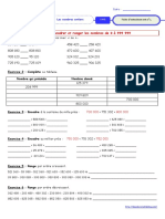 Fiche 5 Comparer Encadrer Et Ranger Les Nombres de 0 A 999 999