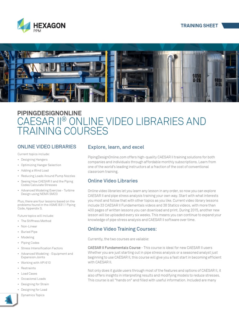 Piping Design Online CAESAR II Training Sheet | PDF | Stress–Strain ...