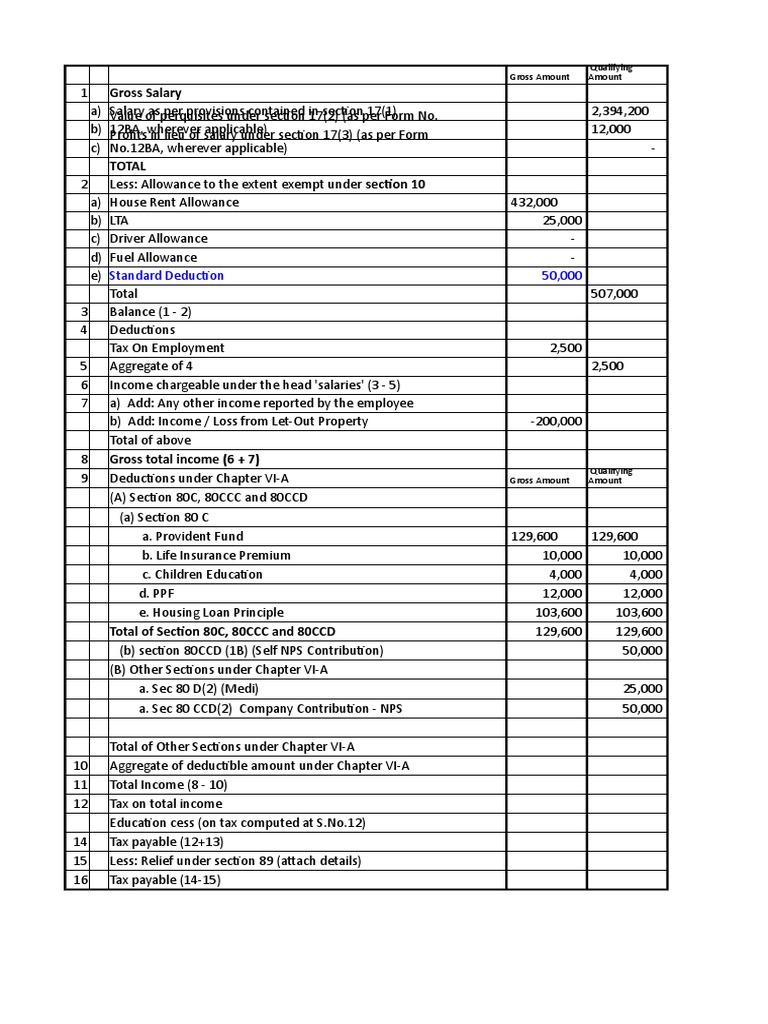 FORM-16 Format | PDF | Income | Employee Benefits