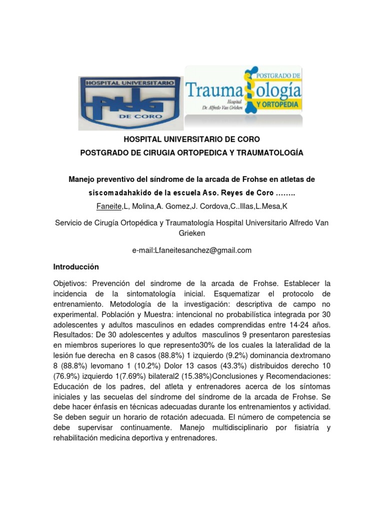 Arcada Frohse | PDF | Codo | Diagnostico medico