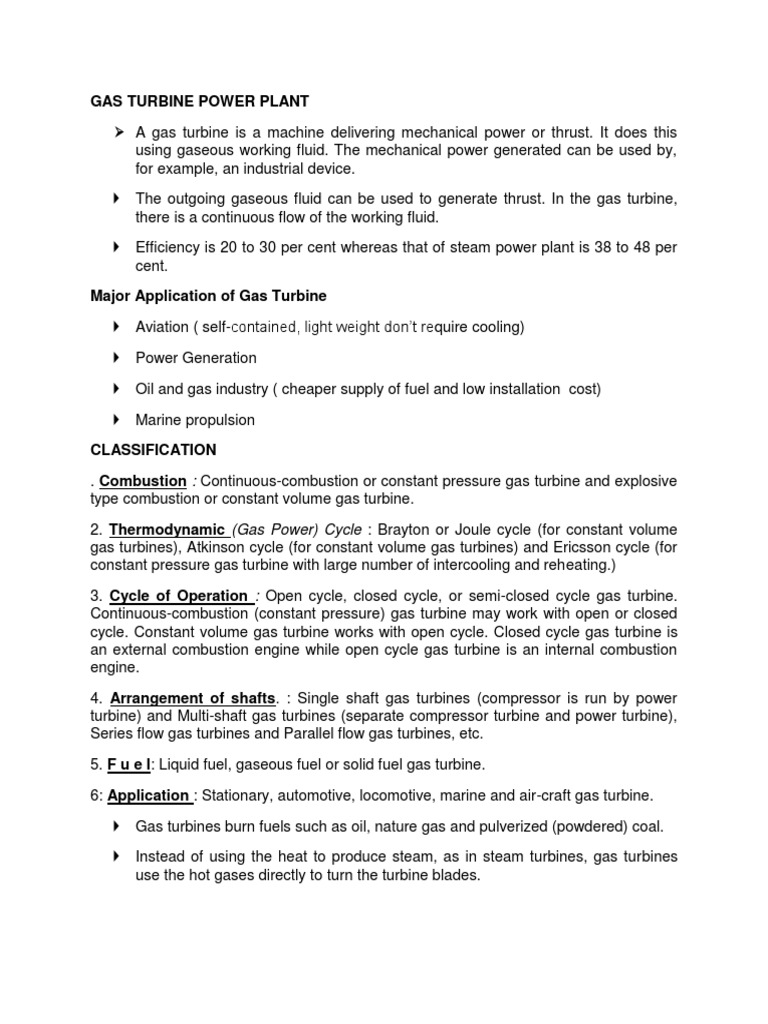 Gas Turbine Power Plant Pdf Gas Turbine Natural Gas