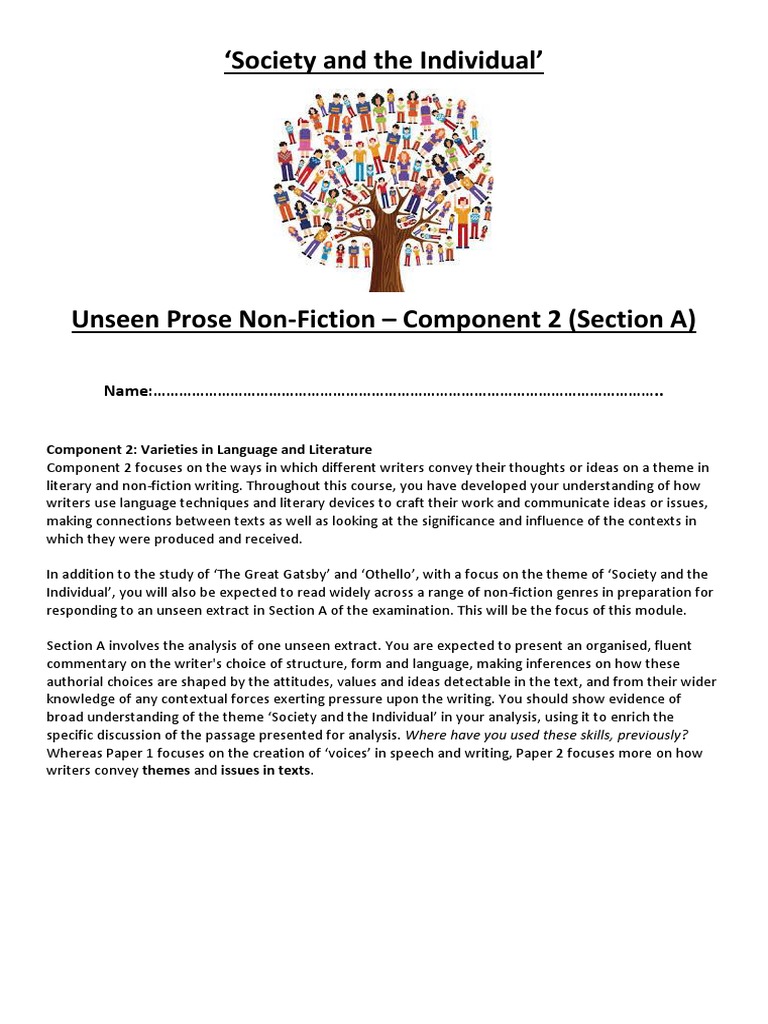 Unseen Prose: Society and Individual Analysis | PDF | Genre | Writers