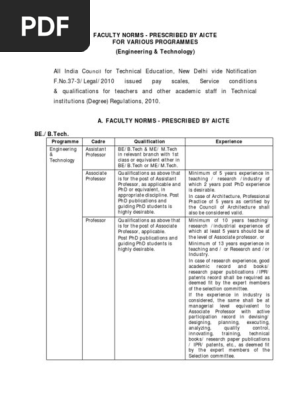 Aicte - Norms | PDF | Doctor Of Philosophy | Professor