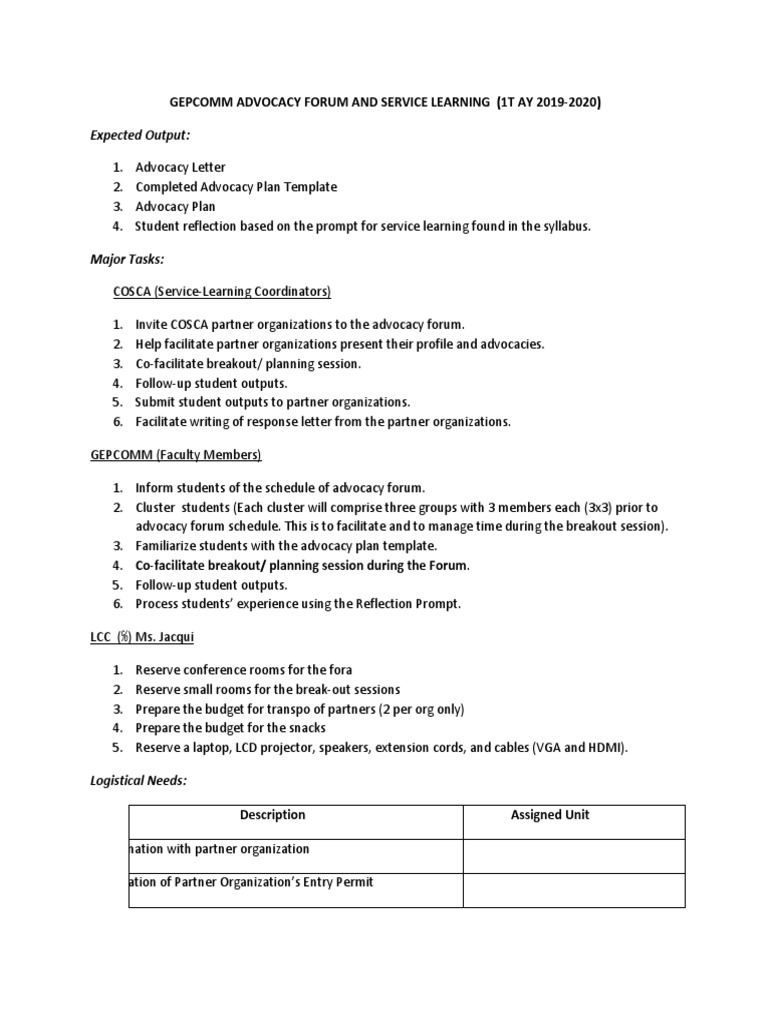 GEPCOMM Advocacy Forum Overview | PDF | Service Learning | Education Theory