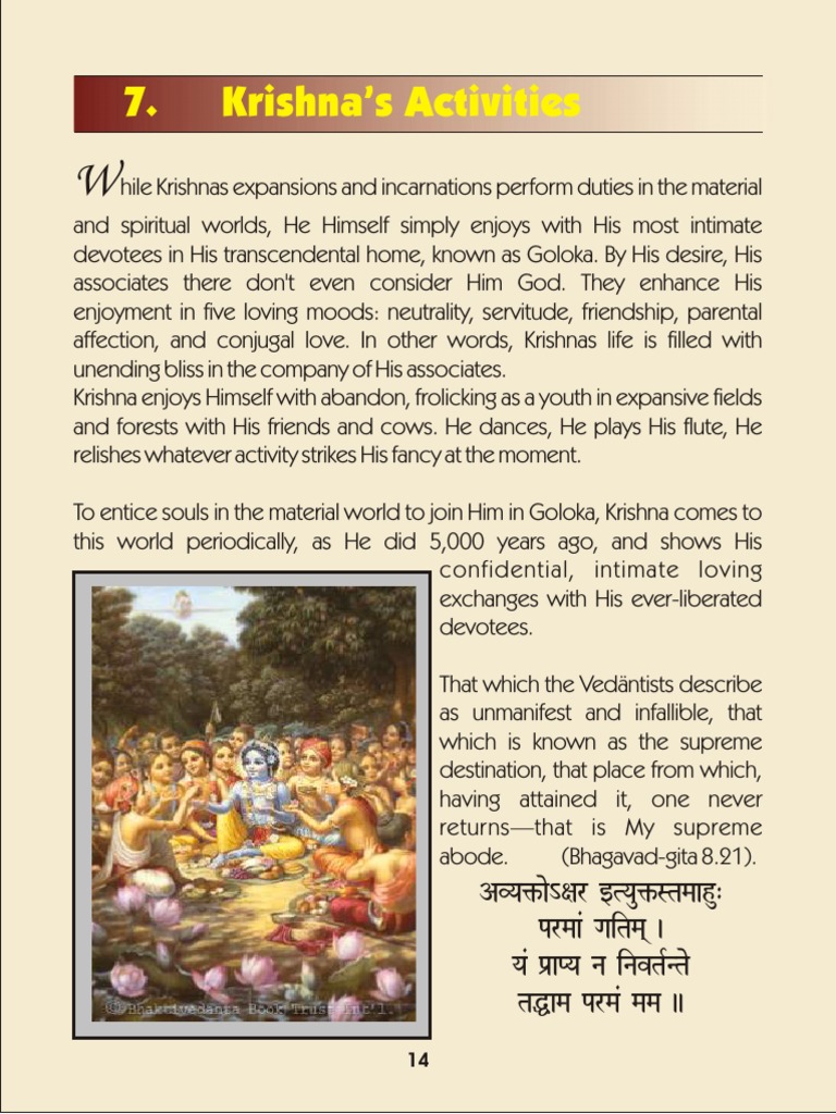 Krishna S Activities Pdf