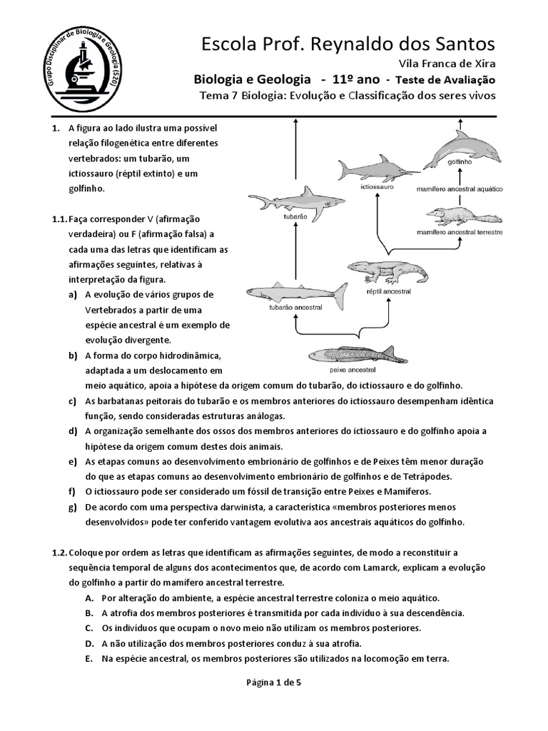 Biologia - Sistemática dos Seres Vivos  Exame Nacional 1ª Fase 2014 