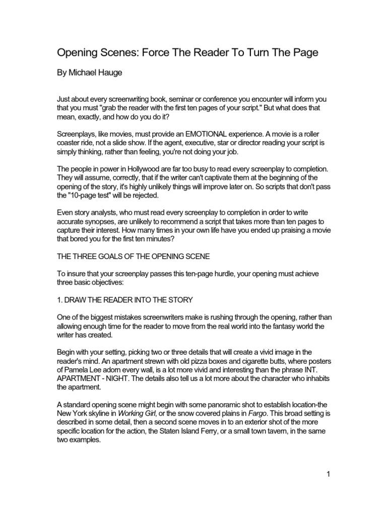 Opening Scenes  PDF  Screenplay  Screenwriting