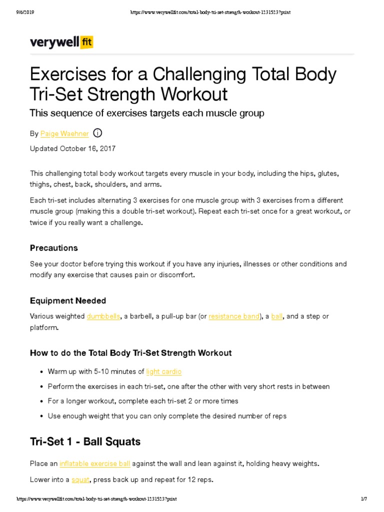 Total Body Tri-Set Strength Workout: A Challenging Full Body Routine  Targeting All Major Muscle Groups Through Alternating Sets of Push, Pull  and Leg Exercises, PDF, Human Anatomy