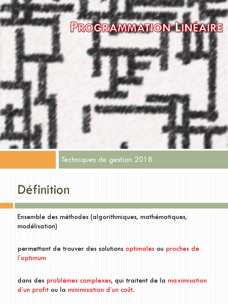 Introduction à la Programmation Linéaire | PDF | Optimisation ...
