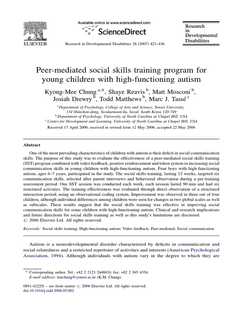 Social Skills Training for Autism Kids | PDF | Autism | Autism Spectrum