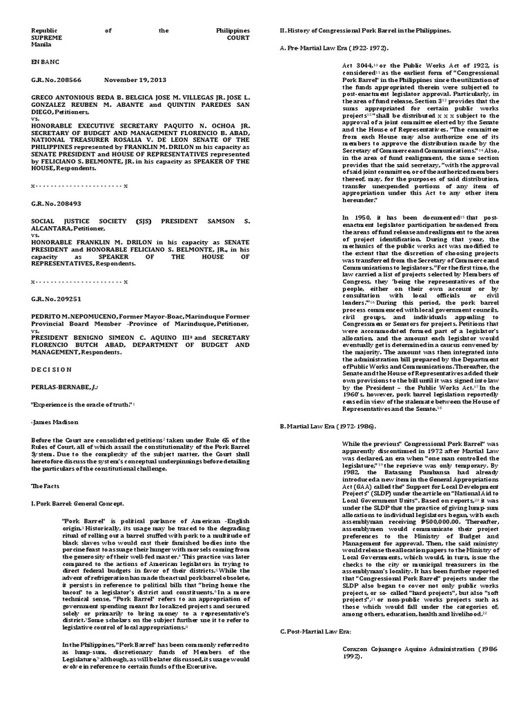 Belgica vs executive secretary g r no 208566 november 19 2013
