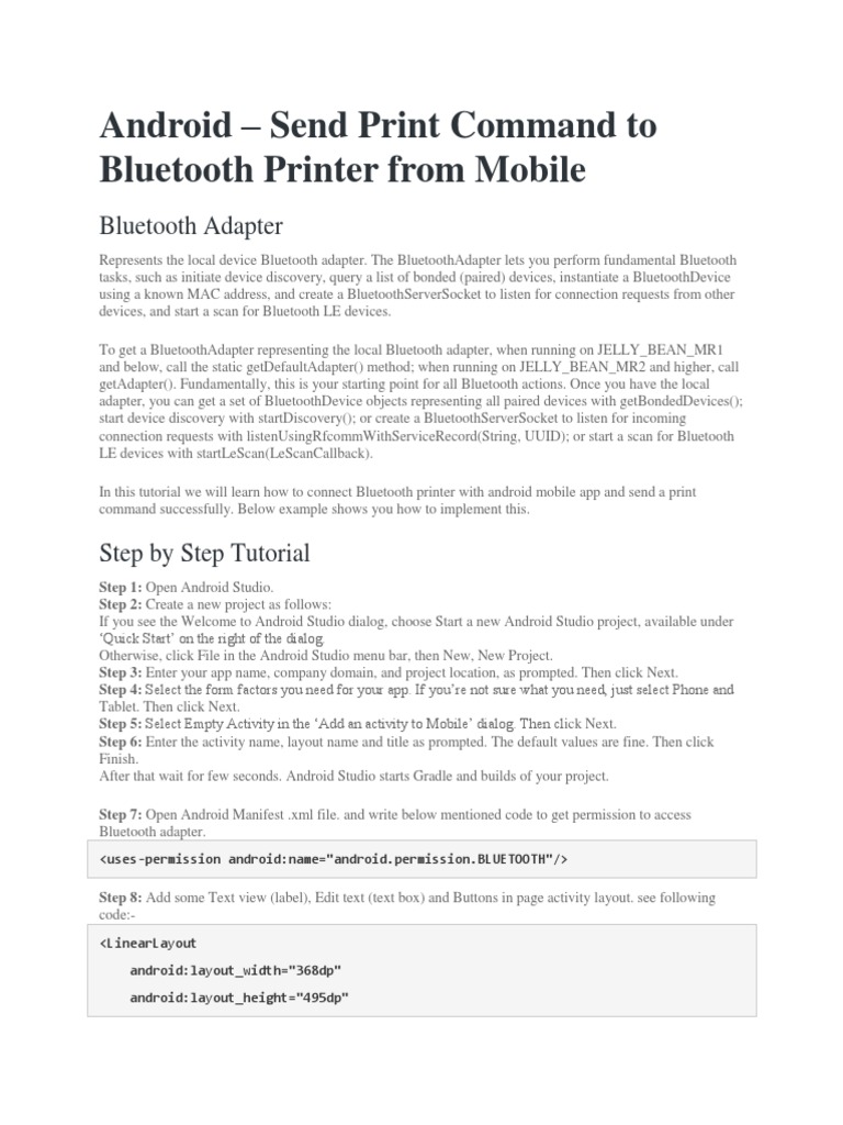 Android Studio Print To Printer | PDF | (Operating System)