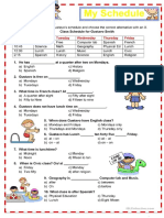 School Subjects and The Time - Multiple Choice Questions