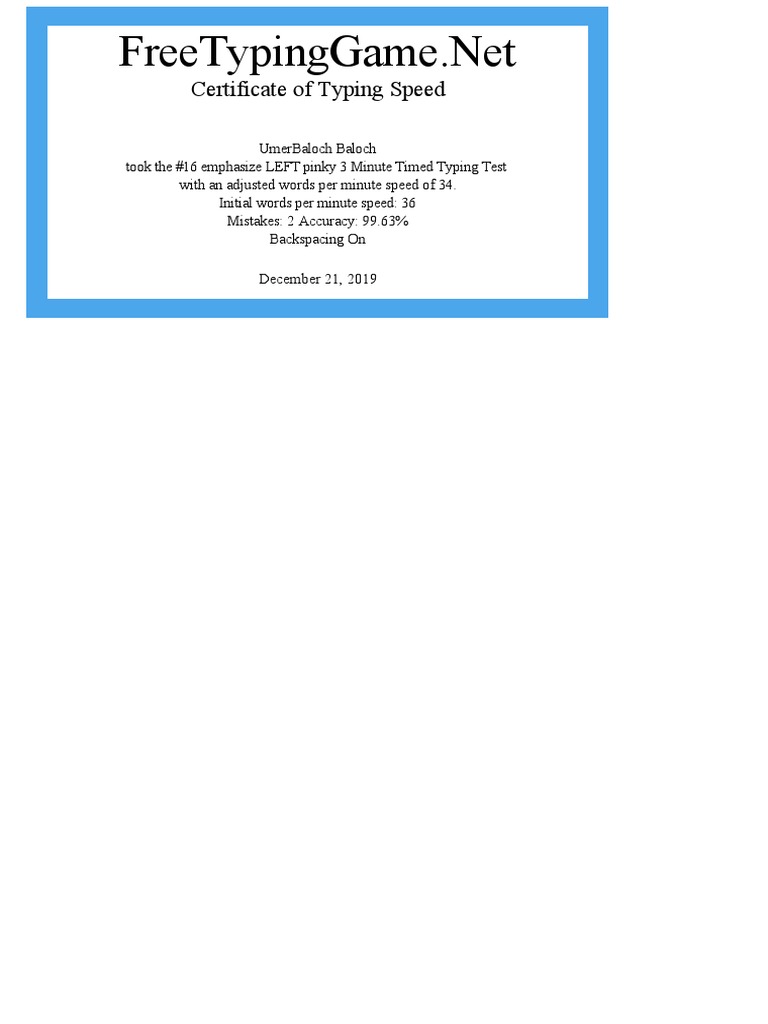 TypingCertifcate PDF | PDF