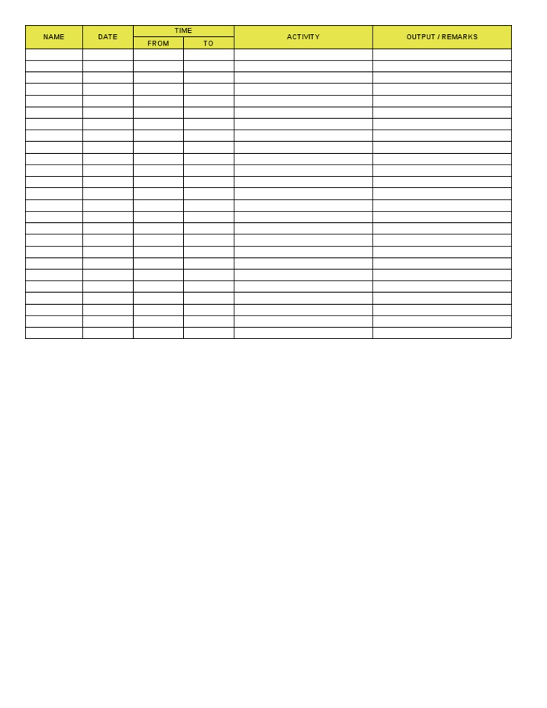 Time Tracking Activity Log | PDF
