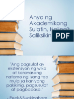 Anyo NG Akademikong Sulatin, Halina't Saliksikin