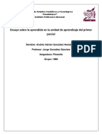 Ensayo Sobre Lo Aprendido en La Unidad de Aprendizaje Del Primer Parcial