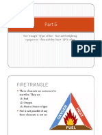 Fire safety guide covering fire triangle, classes, prevention and LPG