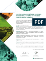 Politica de Gestion de Calidad Ambiental Social Seguridad y Salud en El Trabajo PDF
