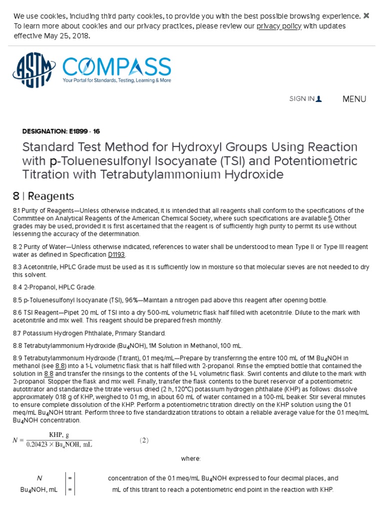 Standard Test Method For Hydroxyl Groups Using Reaction With - Emph ...