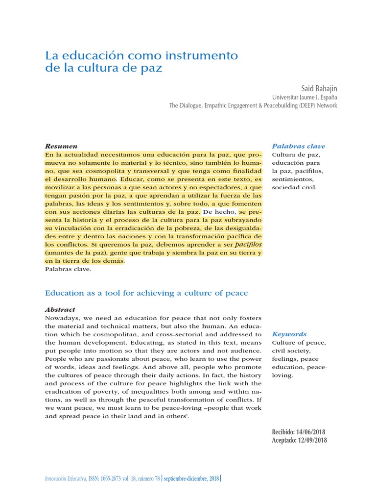 Educación para la Cultura de Paz | PDF | Paz | Naciones Unidas