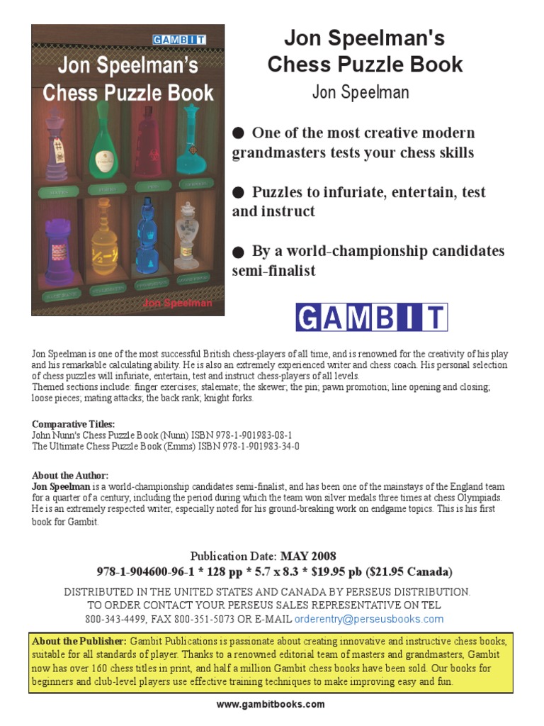 Jon Speelman's Chess Puzzle Book | PDF | Chess | Chess Theory