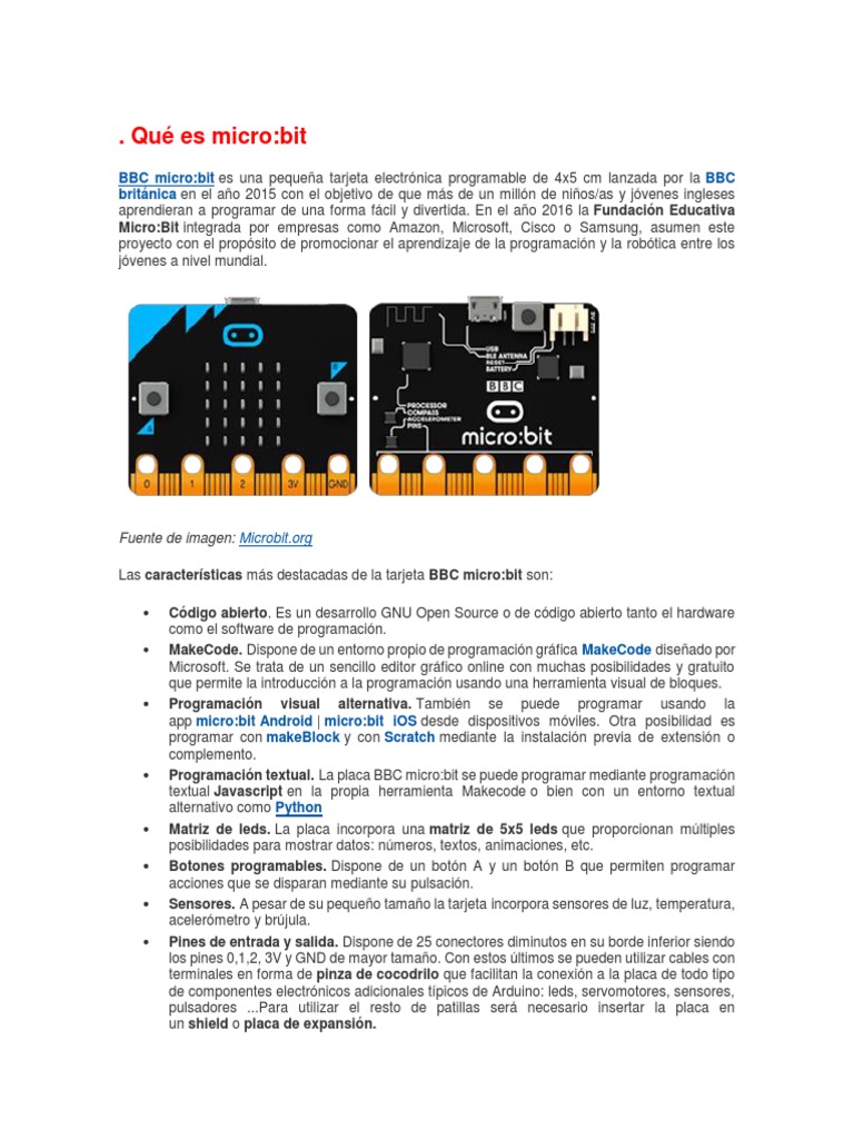 Características y partes de micro:bit | PDF | USB | Radio