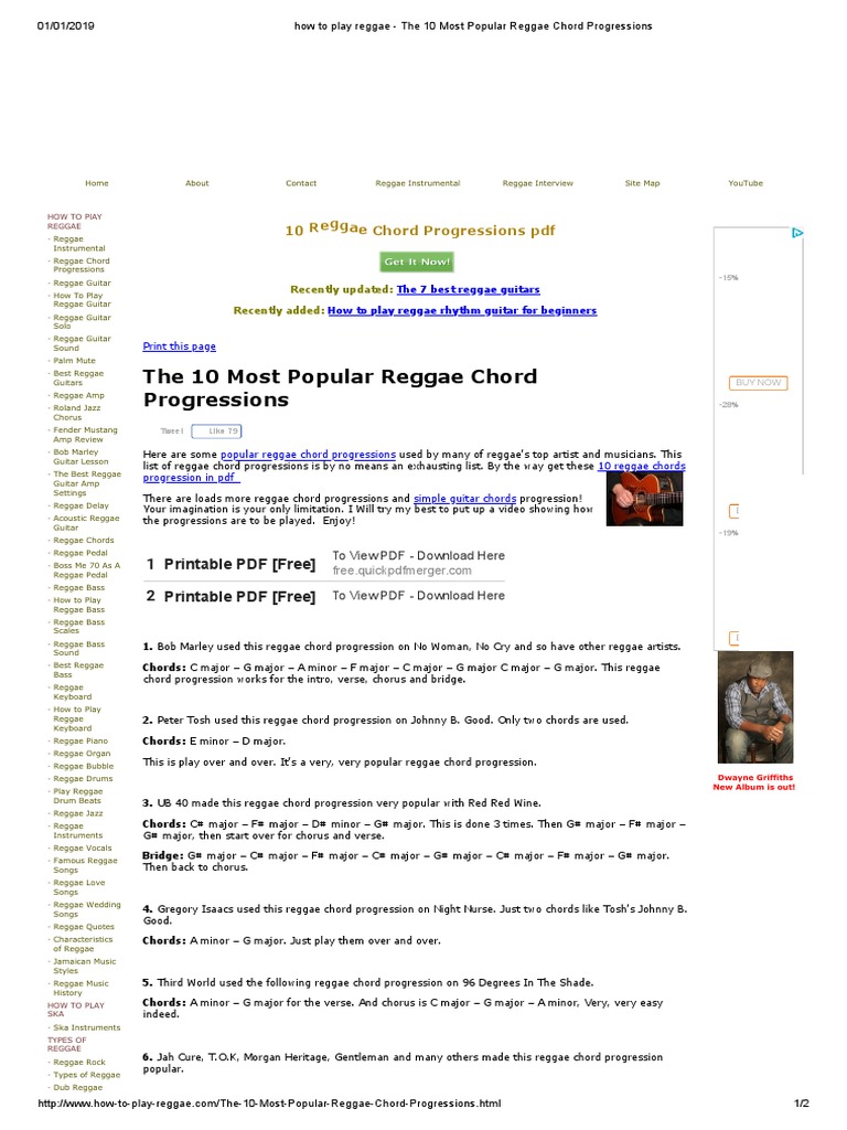 How To Play Reggae The 10 Most Popular Reggae Chord Progressions PDF