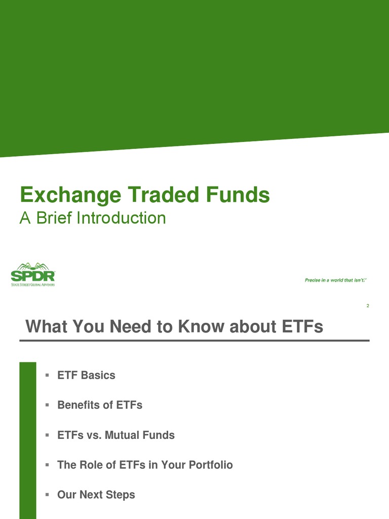 The Role Of Etfs In Your Portfolio Pdf Exchange Traded Fund